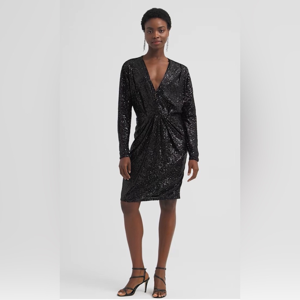 New White House Black Market Elegant Black Sequin Dress